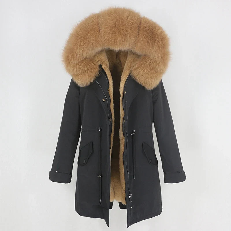 Herren Winter Parka mit Kapuze und Fellkragen, gefüttert