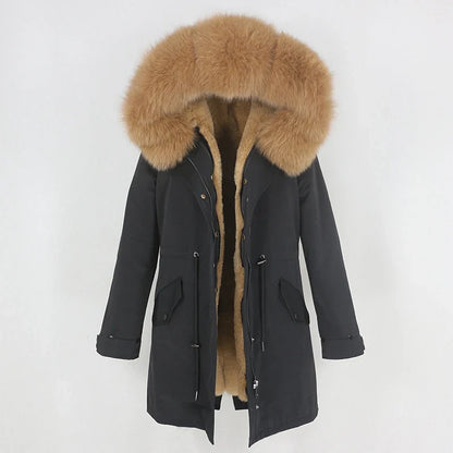 Herren Winter Parka mit Kapuze und Fellkragen, gefüttert
