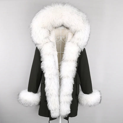 Winterparka mit Kapuze und Fellbesatz für Damen