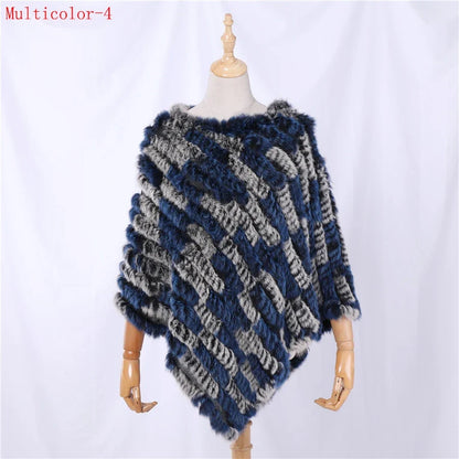 Damen Poncho weich strukturiert Grau Winter Cape