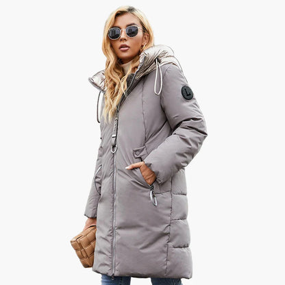Damen Winter Steppmantel mit Kapuze – Modischer, langer Mantel für Alltag & Freizeit
