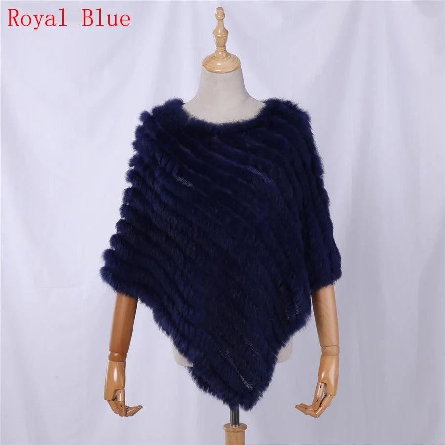 Damen Poncho weich strukturiert Grau Winter Cape