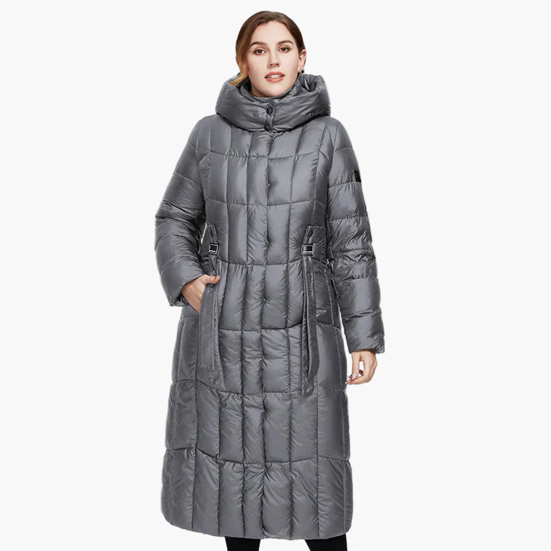Damen Winter Steppmantel Lang mit Kapuze – Eleganter Outdoor-Parka Plus Size