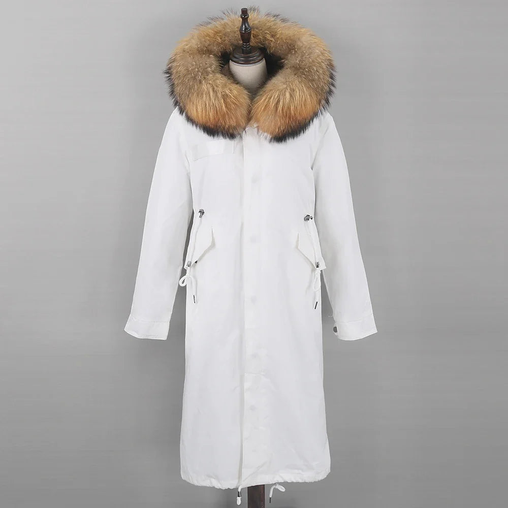 Damen Winterparka Lang mit Kapuze und Fellkragen, gefüttert, in verschiedenen Farben