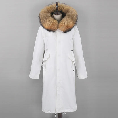 Damen Winterparka Lang mit Kapuze und Fellkragen, gefüttert, in verschiedenen Farben