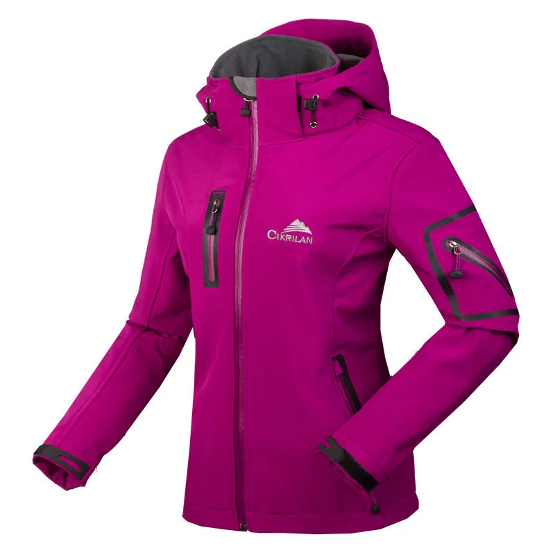 Damen Softshelljacke mit Kapuze und Reißverschlusstaschen