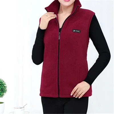 Damen Fleece Weste Stehkragen Reißverschluss Violett