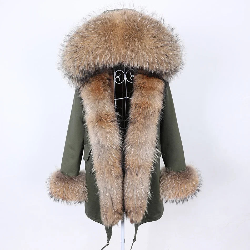 Damen Parka mit Kunstfellbesatz und Kapuze - Wintermantel