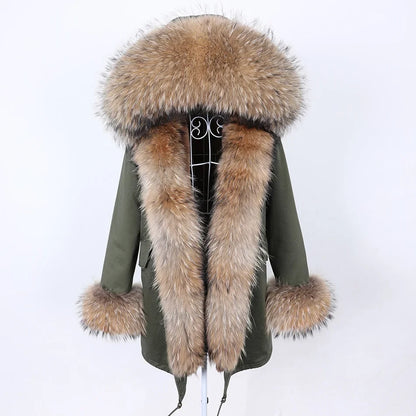 Damen Parka mit Kunstfellbesatz und Kapuze - Wintermantel