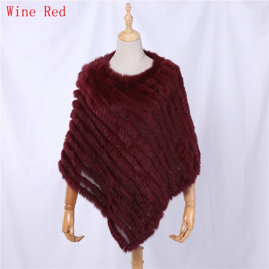 Damen Poncho weich strukturiert Grau Winter Cape