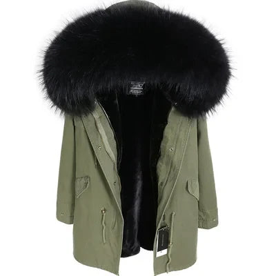 Unisex Winter Parka mit Kapuze und Fellkragen