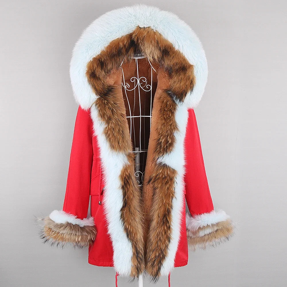 Winterparka mit Kapuze und Fellbesatz für Damen