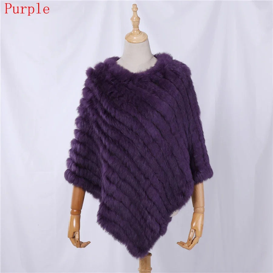 Damen Poncho weich strukturiert Grau Winter Cape