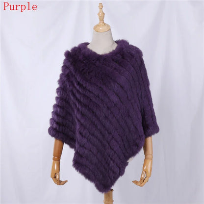 Damen Poncho weich strukturiert Grau Winter Cape