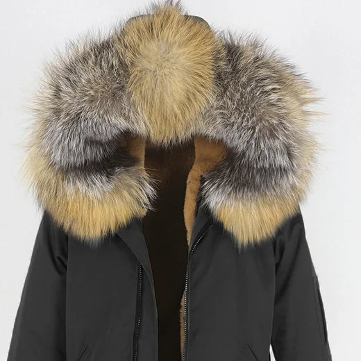 Herren Winter Parka mit Kapuze und Fellkragen, gefüttert