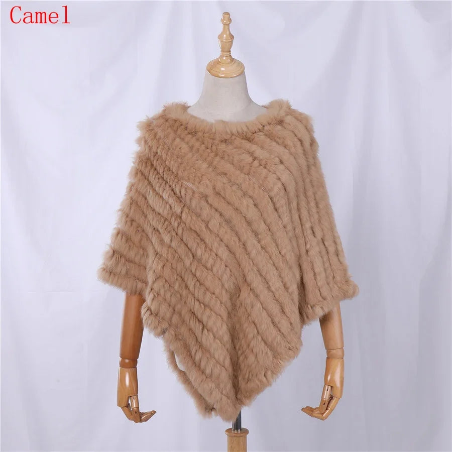 Damen Poncho weich strukturiert Grau Winter Cape