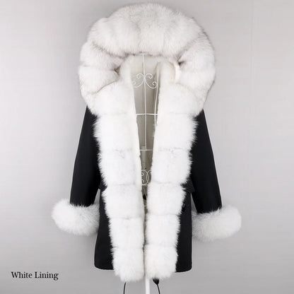 Winterparka mit Kapuze und Fellbesatz für Damen