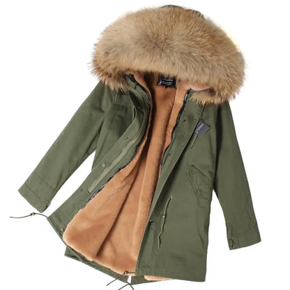 Unisex Winter Parka mit Kapuze und Fellkragen