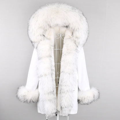 Winterparka mit Kapuze und Fellbesatz für Damen
