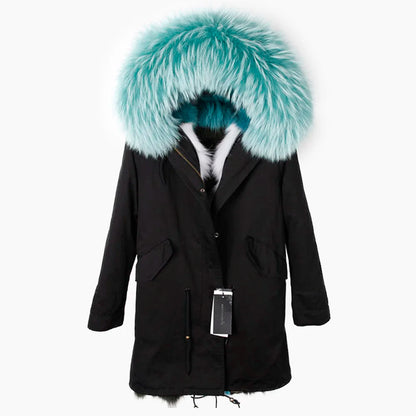 Damen Winter Parka mit Kapuze und Kunstpelz Futter