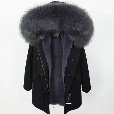 Unisex Winter Parka mit Kapuze und Fellkragen