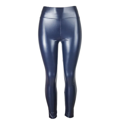 Damen Leggings Hochglanz Look Hose Schwarz Glänzend Matt