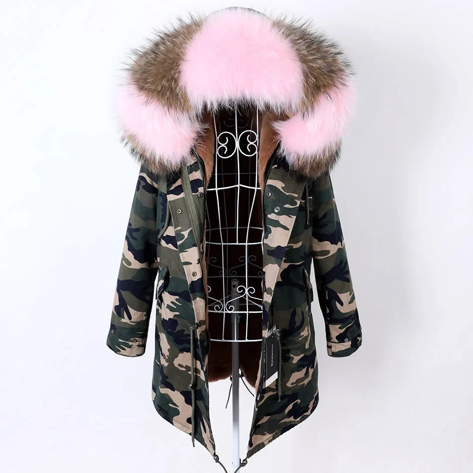 Damen Parka mit Kunstfellbesatz und Kapuze - Wintermantel