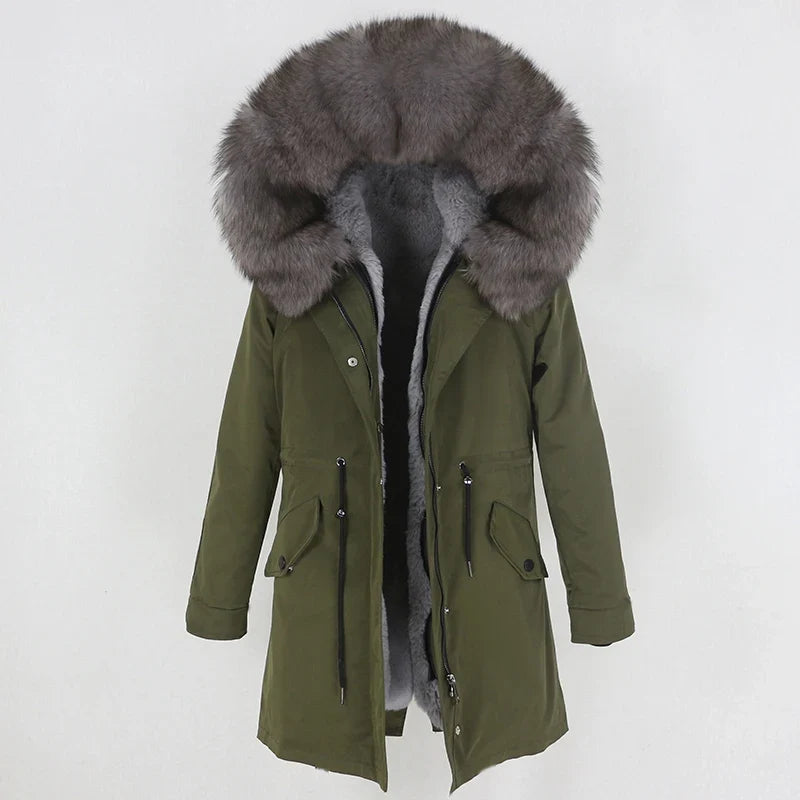 Herren Winter Parka mit Kapuze und Fellkragen, gefüttert