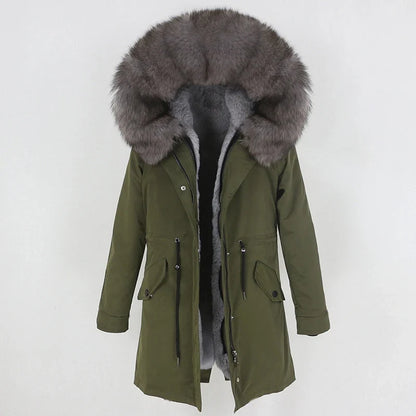 Herren Winter Parka mit Kapuze und Fellkragen, gefüttert