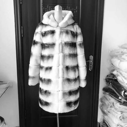 Damen Kapuzen Kunstpelz Mantel Langarm Winterjacke