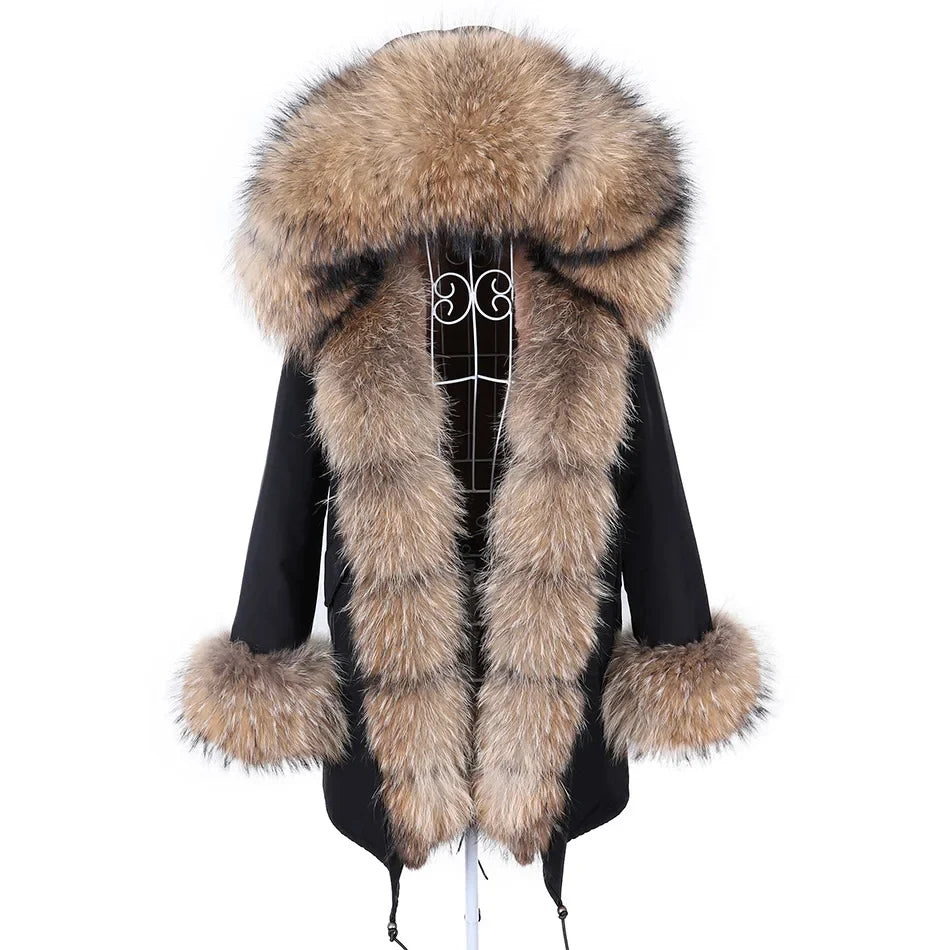 Damen Parka mit Kunstfellbesatz und Kapuze - Wintermantel