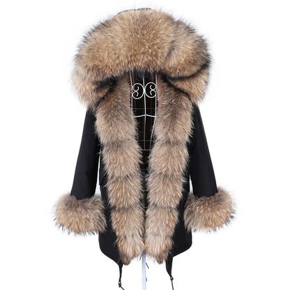 Damen Parka mit Kunstfellbesatz und Kapuze - Wintermantel