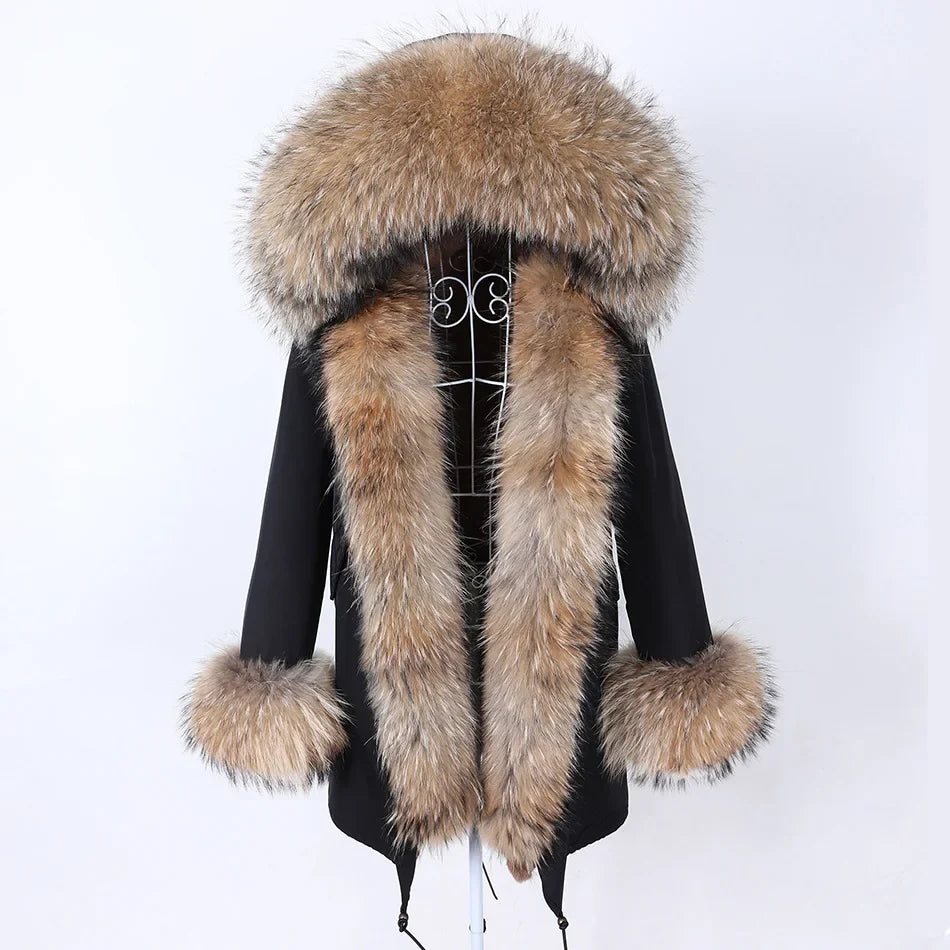 Damen Parka mit Kunstfellbesatz und Kapuze - Wintermantel