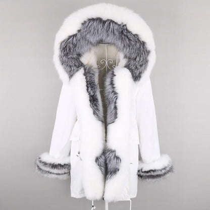 Winterparka mit Kapuze und Fellbesatz für Damen