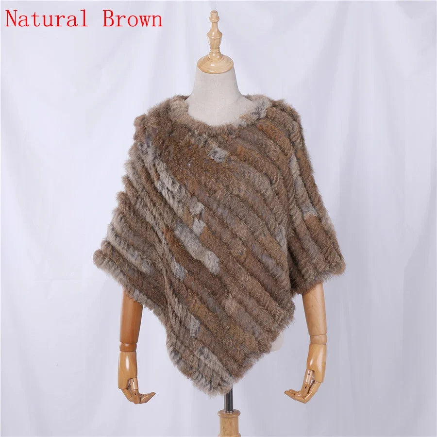 Damen Poncho weich strukturiert Grau Winter Cape