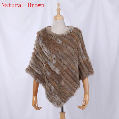 Damen Poncho weich strukturiert Grau Winter Cape