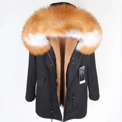 Unisex Winter Parka mit Kapuze und Fellkragen