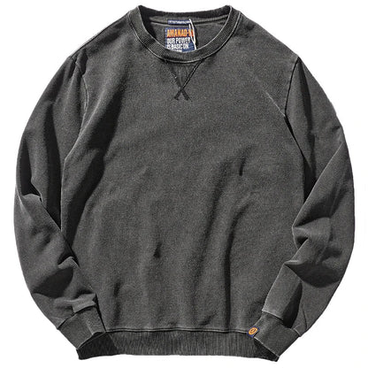 Unisex Sweatshirt Rundhals Washed Look Blau
