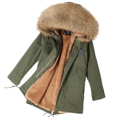 Unisex Winter Parka mit Kapuze und Fellkragen
