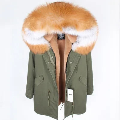 Unisex Winter Parka mit Kapuze und Fellkragen