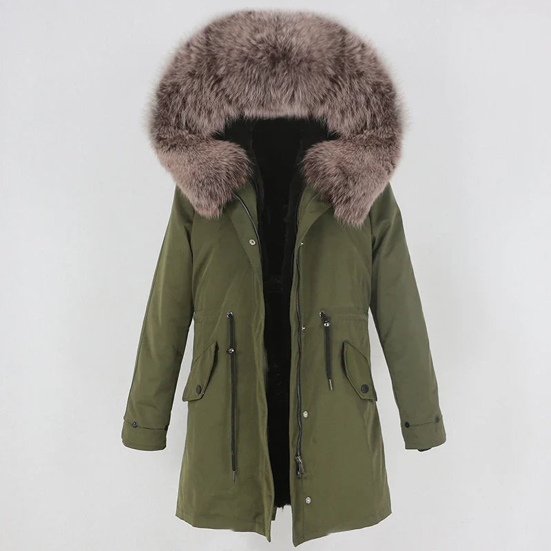 Herren Winter Parka mit Kapuze und Fellkragen, gefüttert