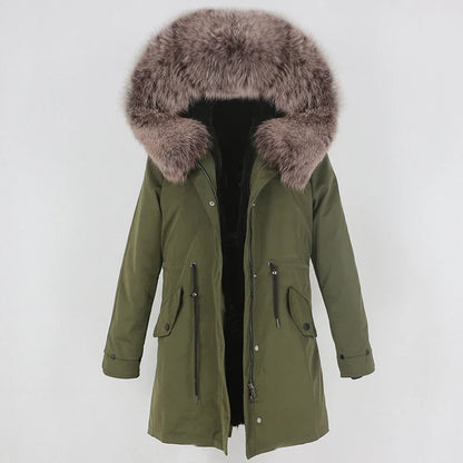 Herren Winter Parka mit Kapuze und Fellkragen, gefüttert