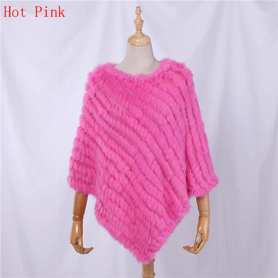 Damen Poncho weich strukturiert Grau Winter Cape