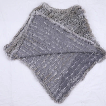 Damen Poncho weich strukturiert Grau Winter Cape