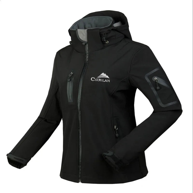 Damen Softshelljacke mit Kapuze und Reißverschlusstaschen
