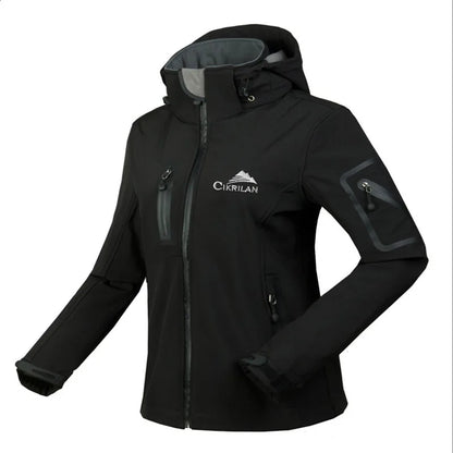 Damen Softshelljacke mit Kapuze und Reißverschlusstaschen