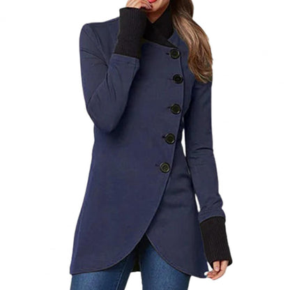 Damen Asymmetrische Jacke mit Stehkragen und Knopfleiste