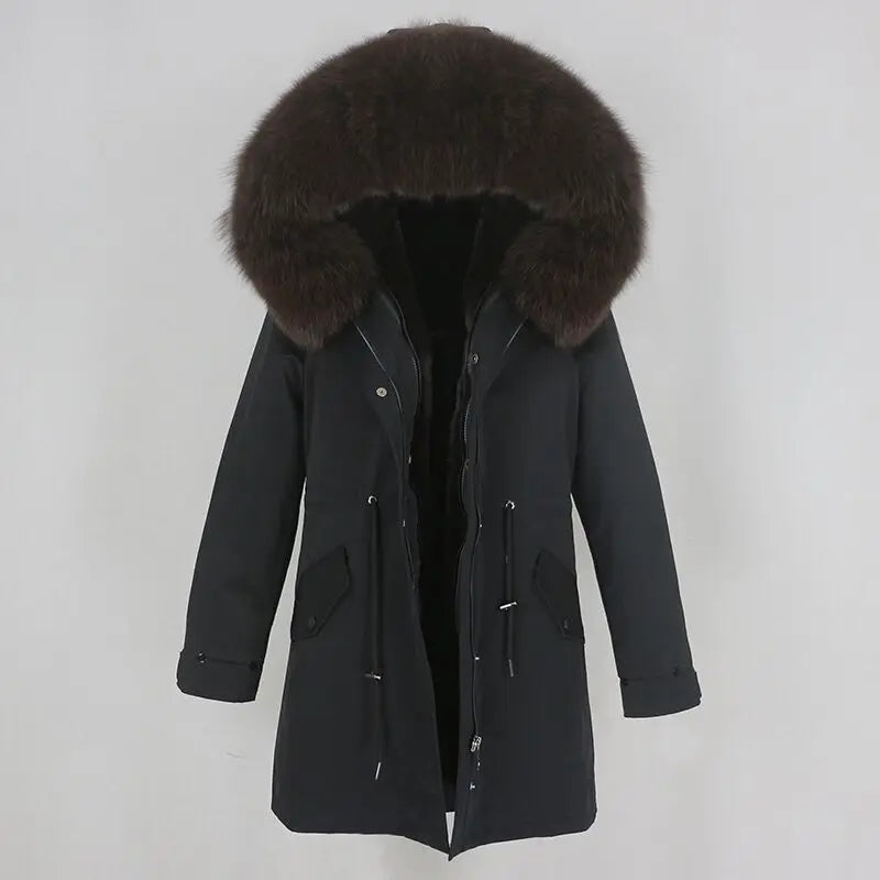 Herren Winter Parka mit Kapuze und Fellkragen, gefüttert
