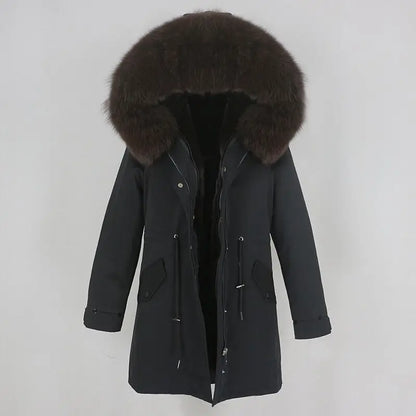 Herren Winter Parka mit Kapuze und Fellkragen, gefüttert