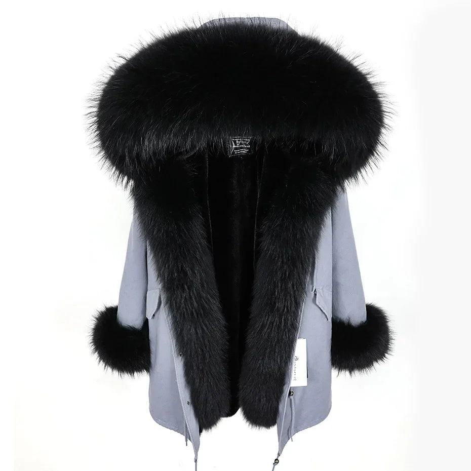 Damen Parka mit Kunstfellbesatz und Kapuze - Wintermantel
